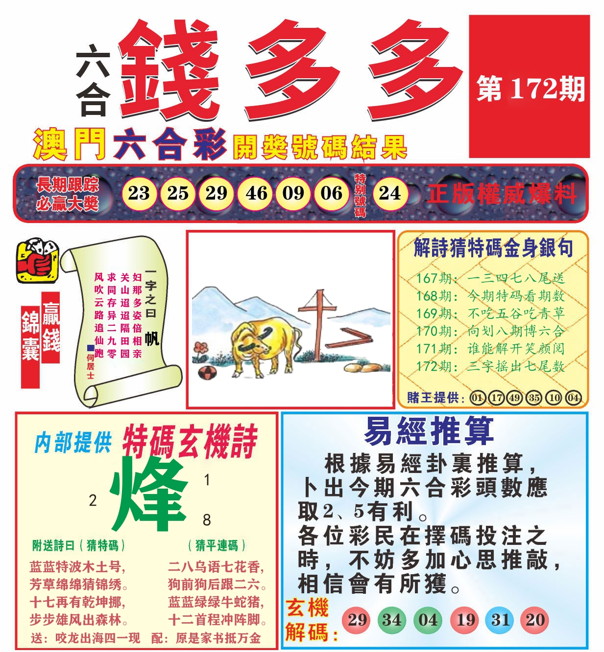 澳门钱多多B 第172期