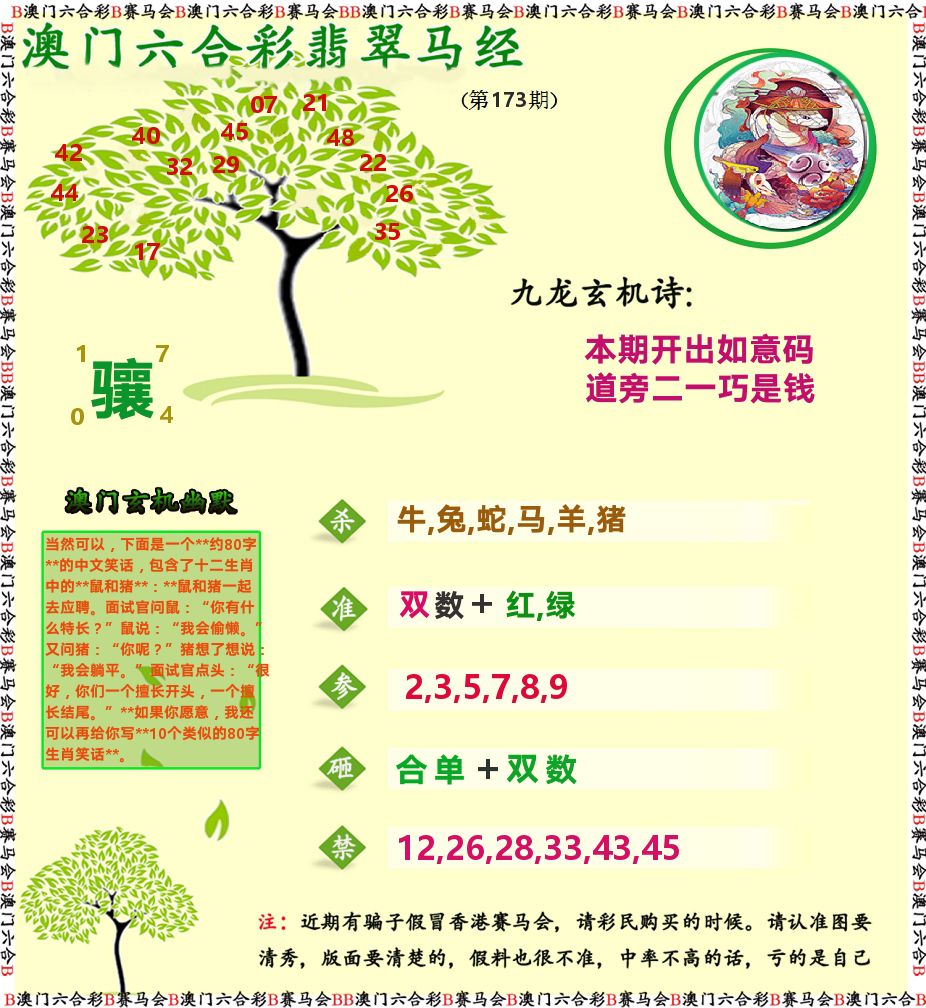 翡翠马经 第173期