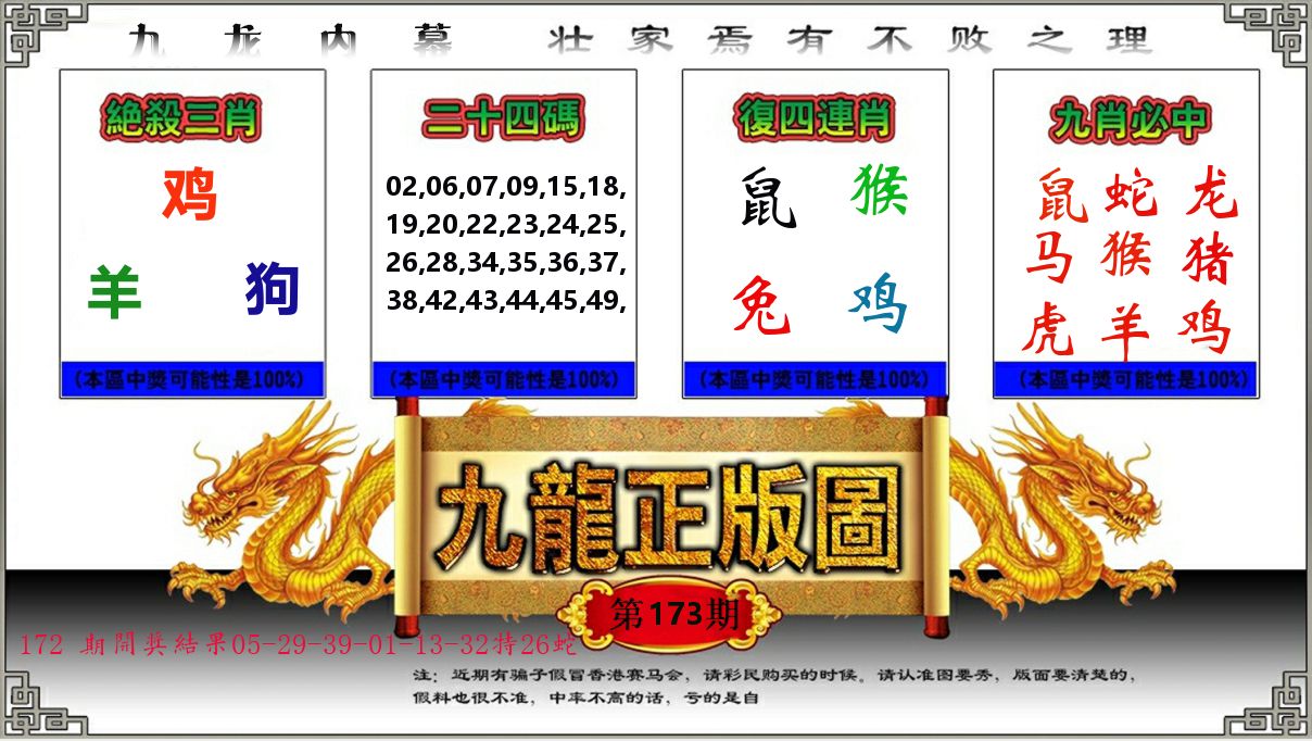 九龙正版图 第173期