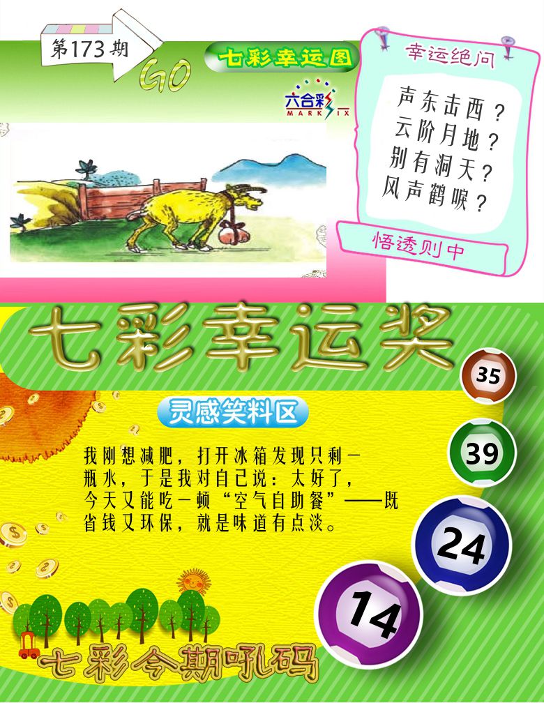 七彩幸运奖 第173期