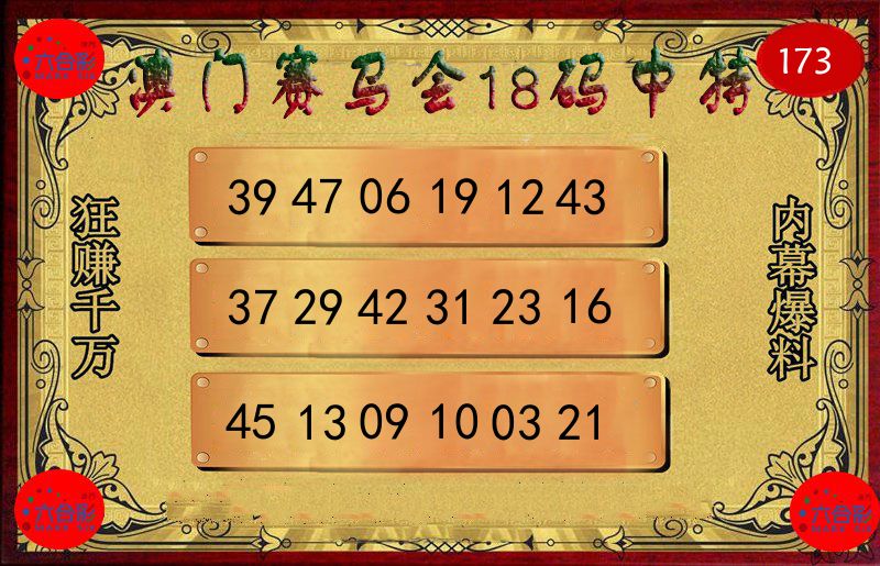 赛马会18码 第173期