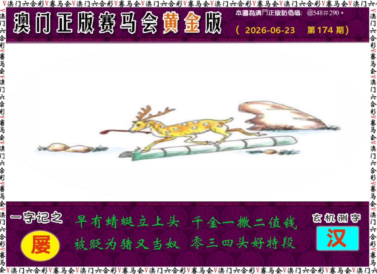 赛马会黄金版 第174期