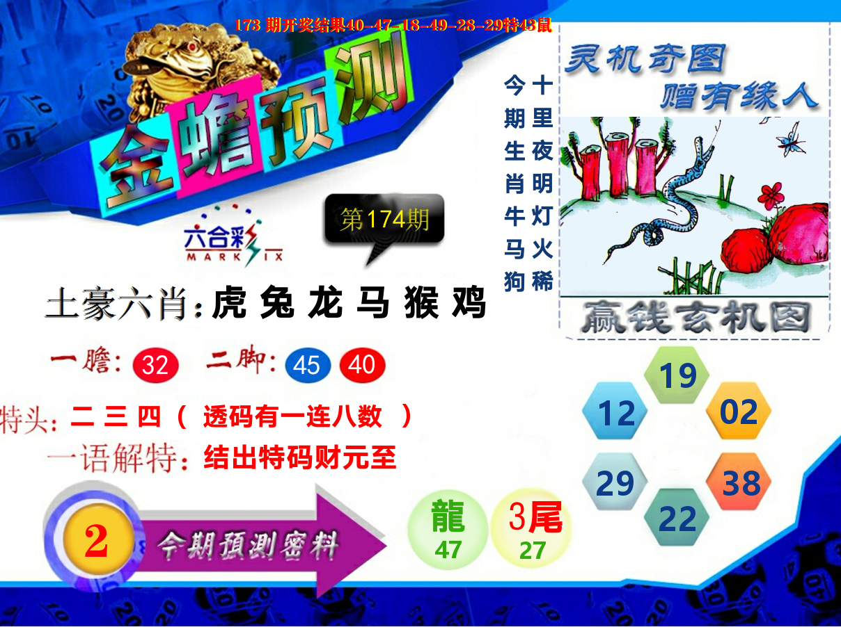 金蟾预测 第174期