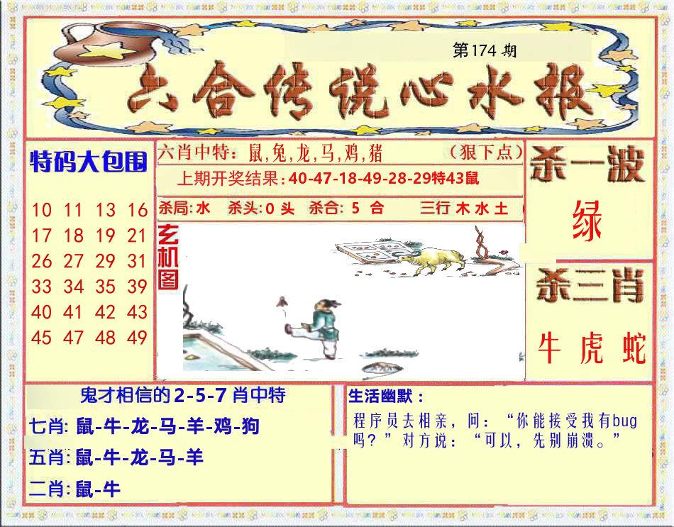 六合传说心水报 第174期