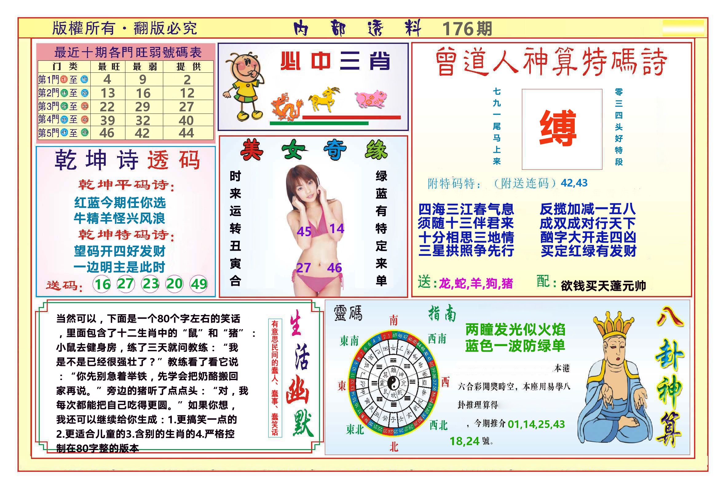 澳门内部透料B 第176期