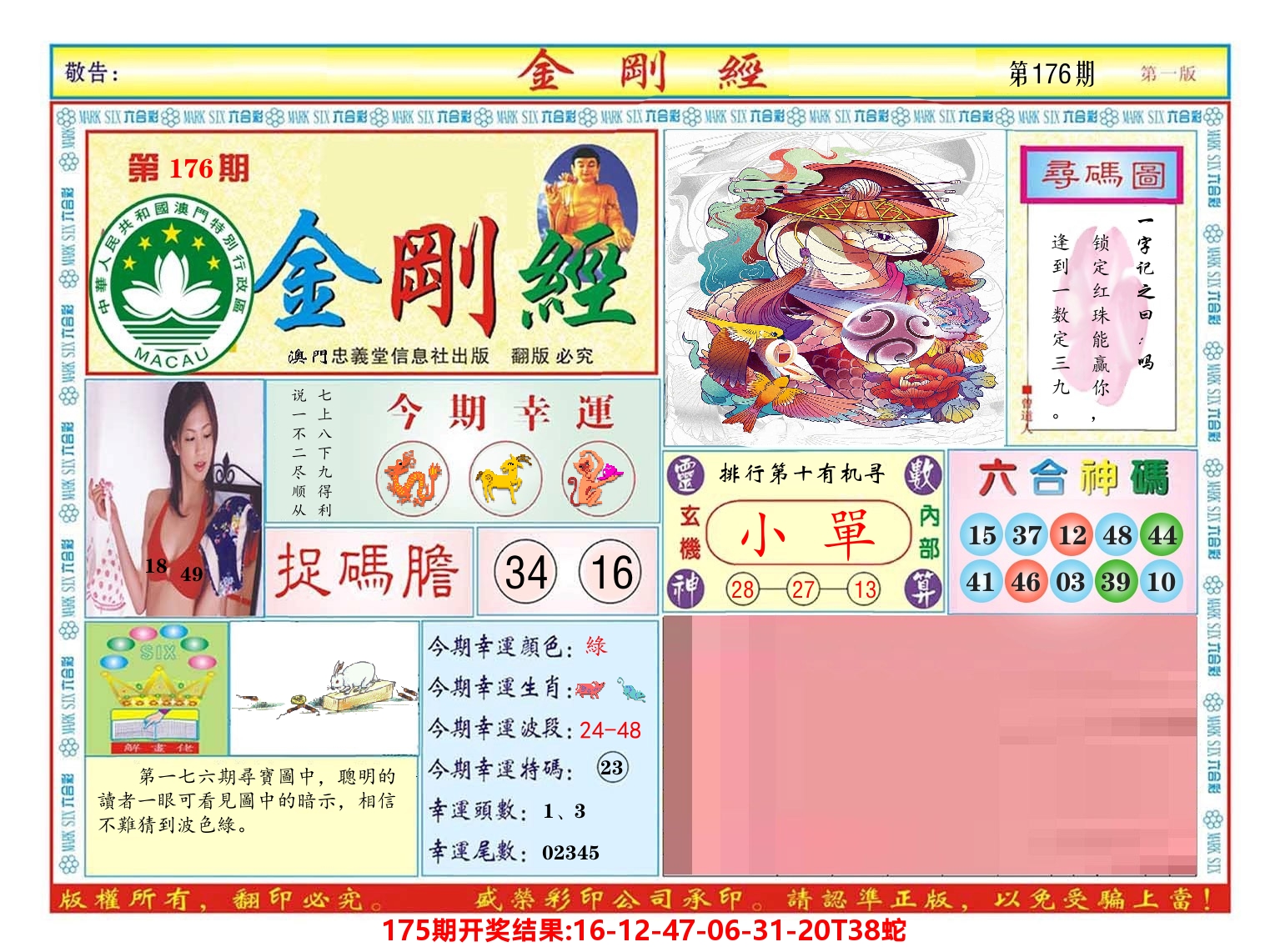 澳门金刚经 第176期