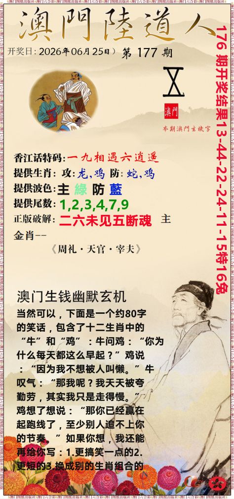 澳门陆道人 第177期