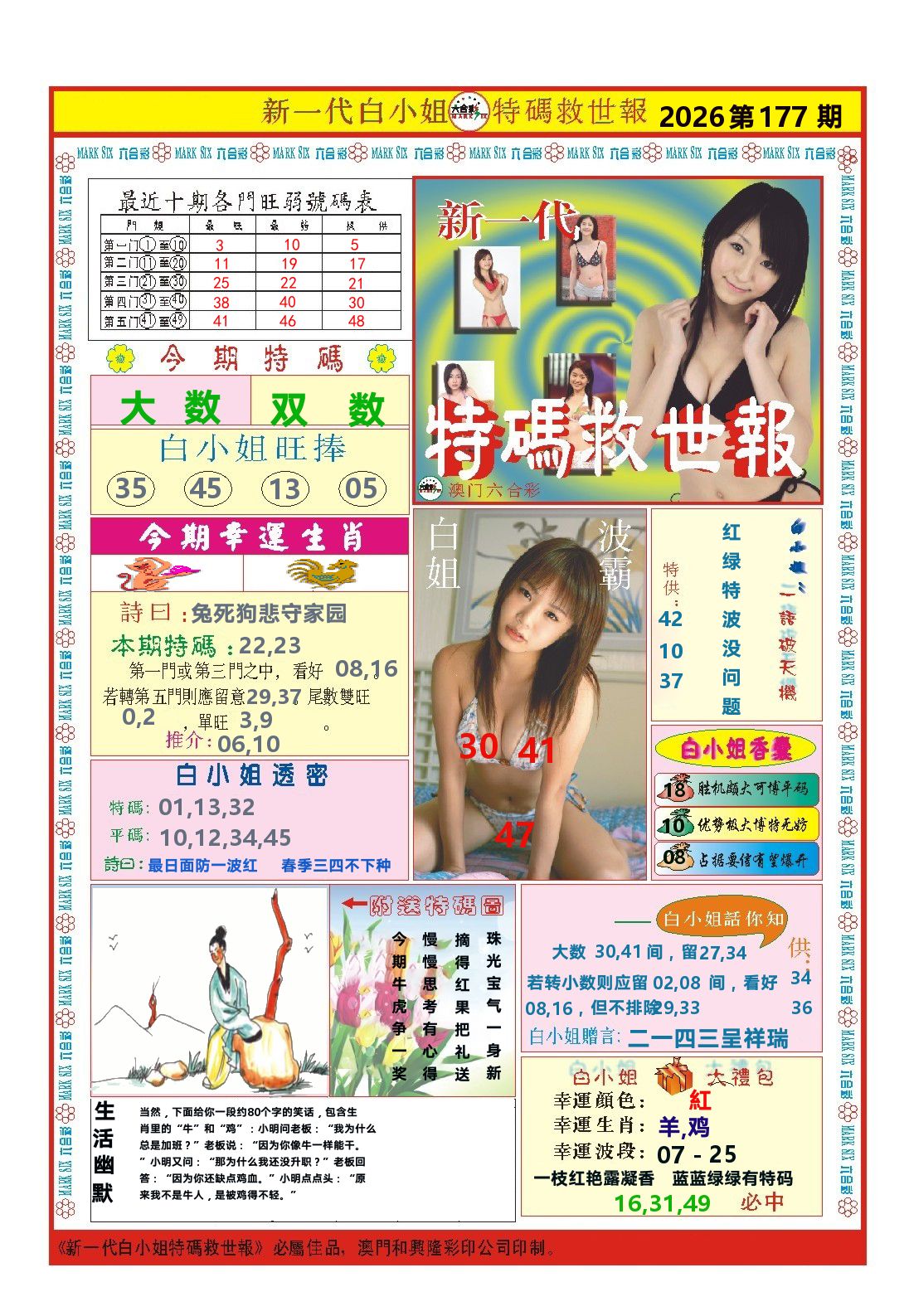 澳门特码救世报 第177期