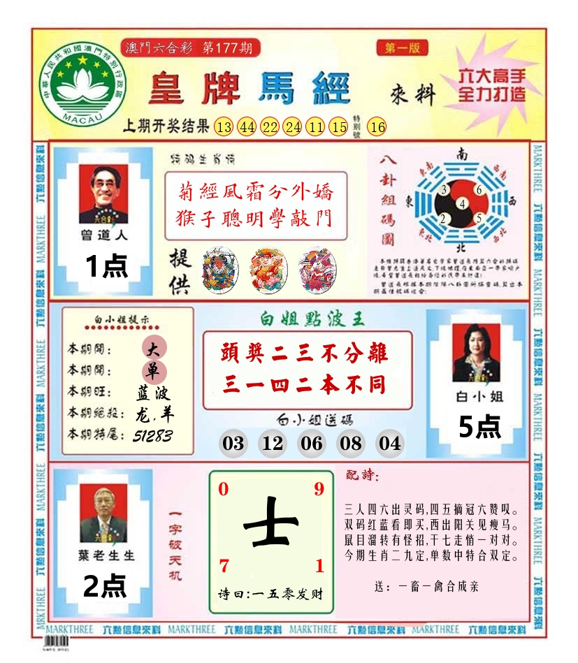澳门皇牌马经 第177期
