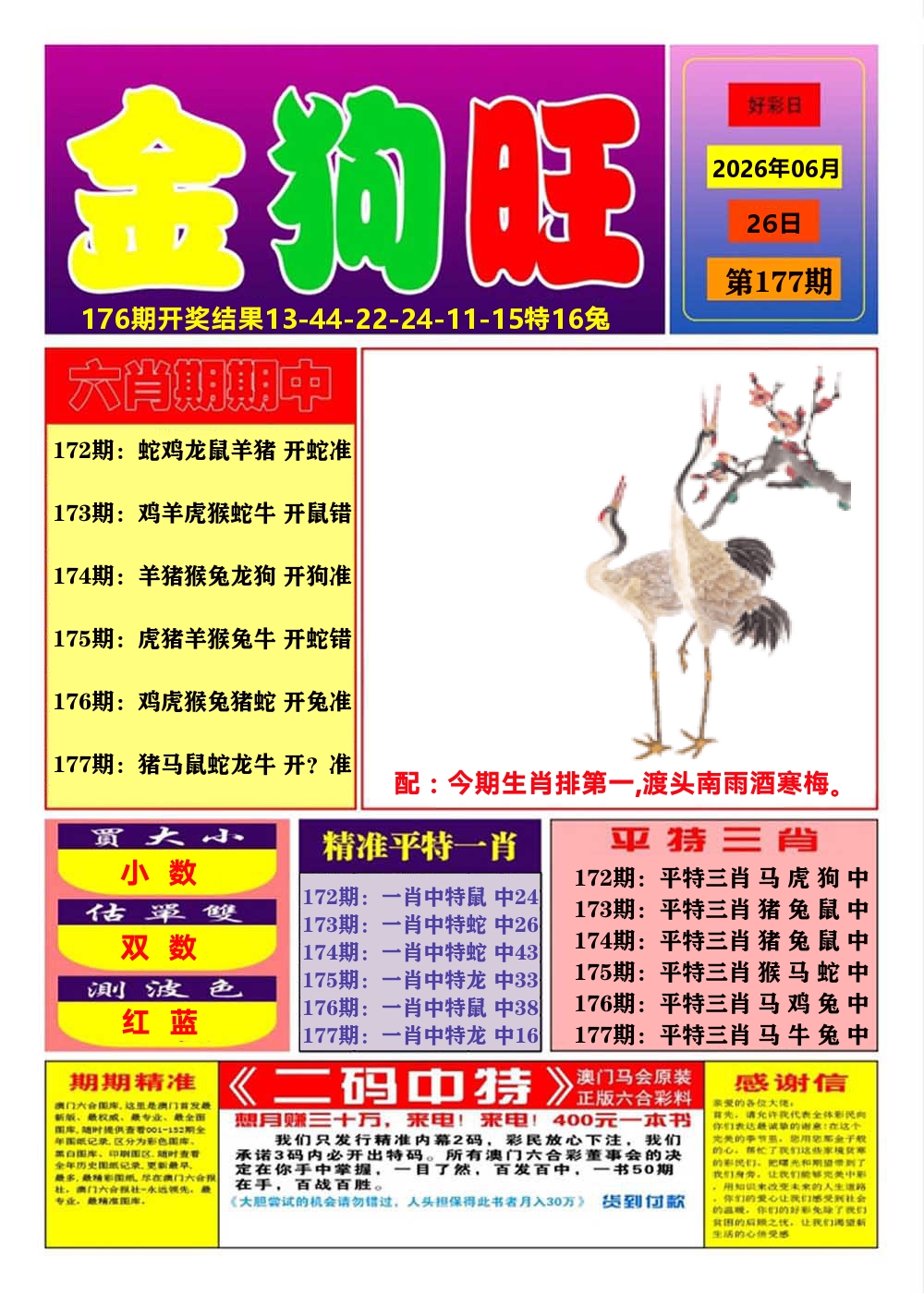 澳门金狗旺A 第177期