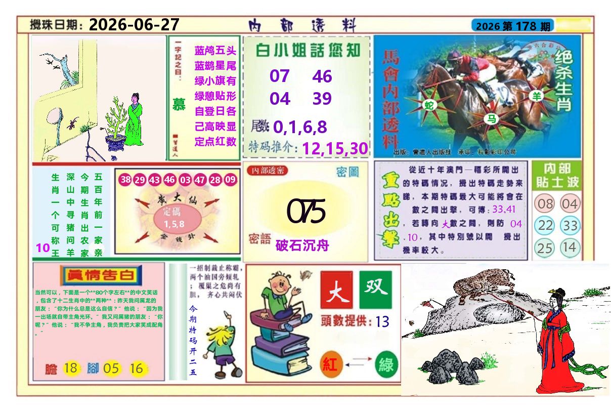 澳门内部透料A 第178期