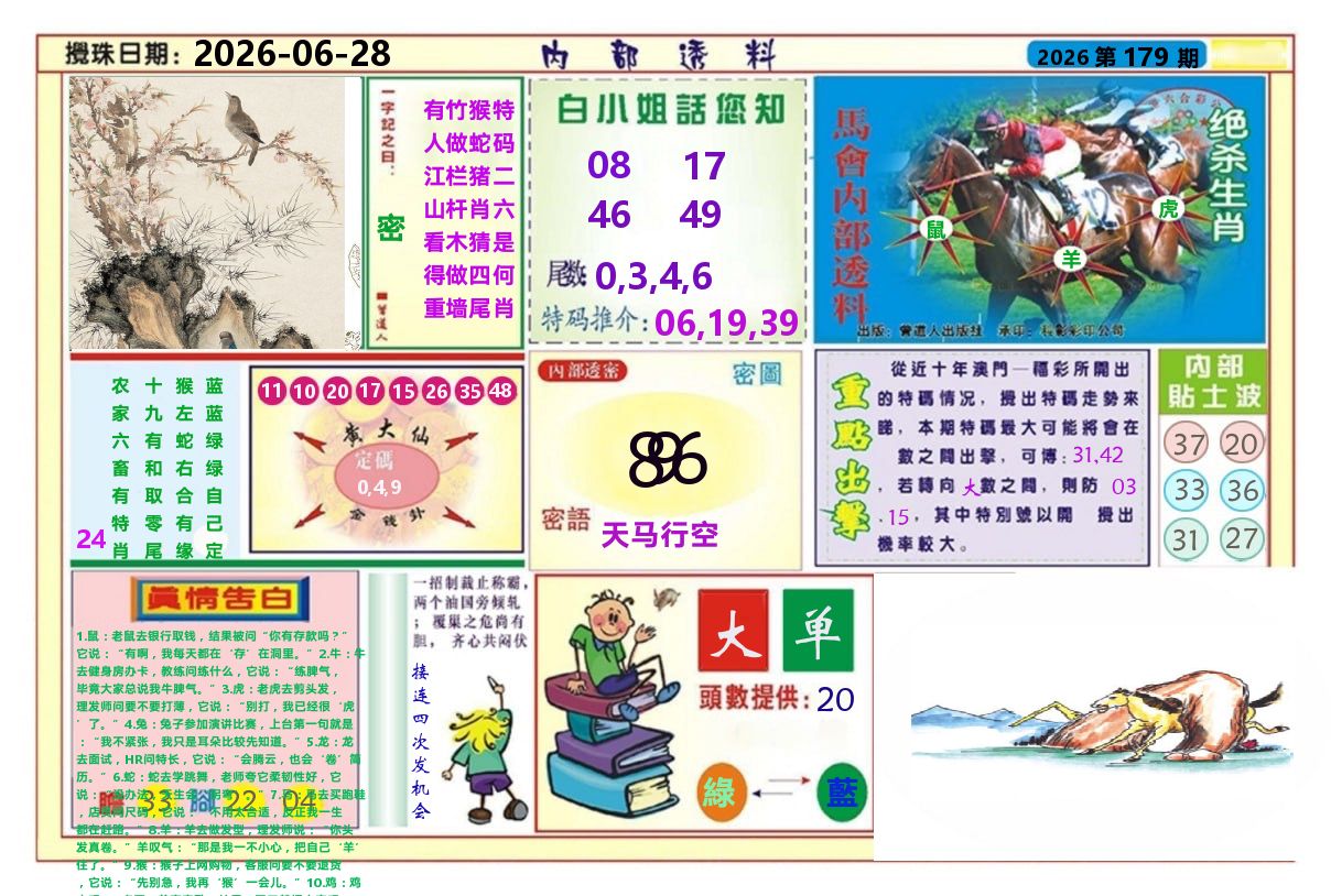 澳门内部透料A 第179期