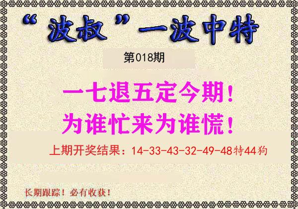波叔中特 第18期