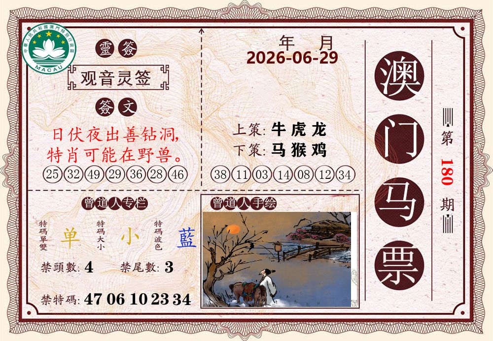 澳门马票 第180期
