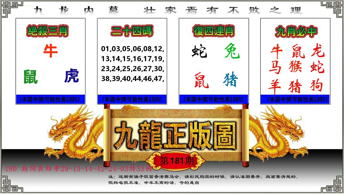 九龙正版图 第181期
