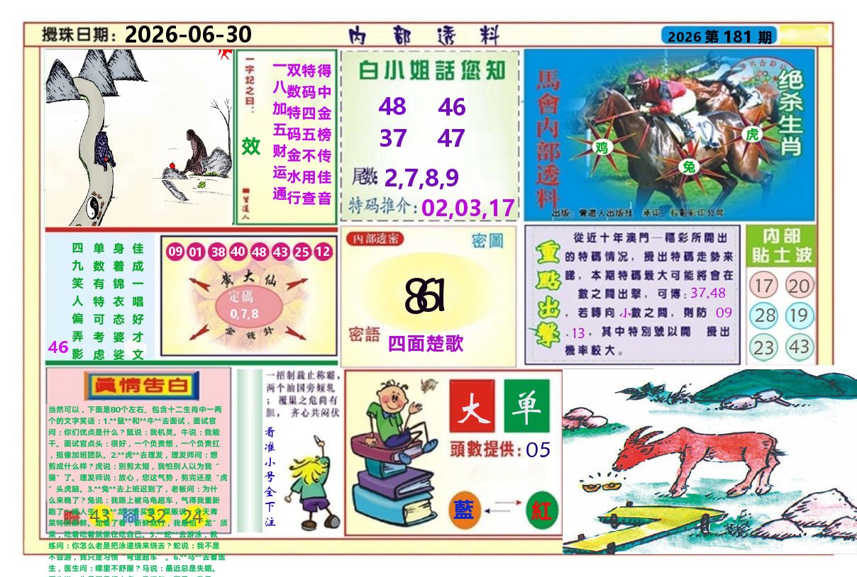 澳门内部透料A 第181期