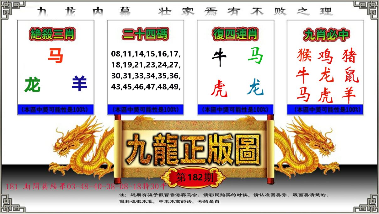 九龙正版图 第182期