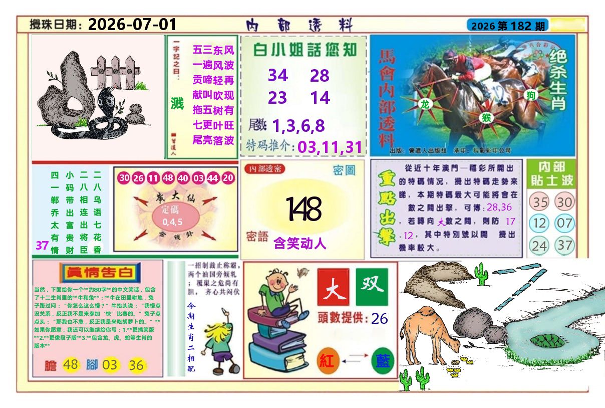 澳门内部透料A 第182期