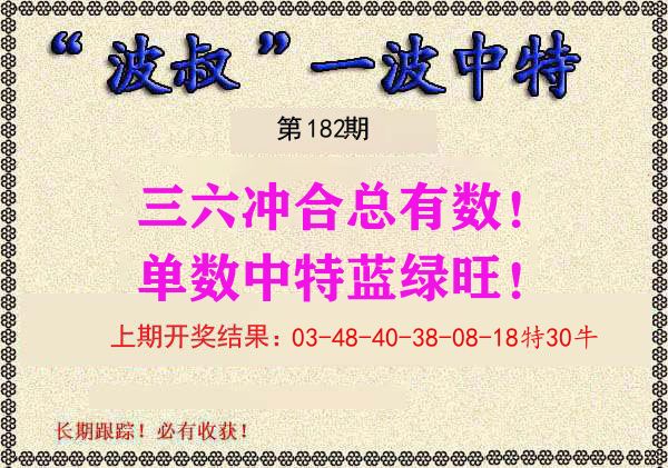 波叔中特 第182期