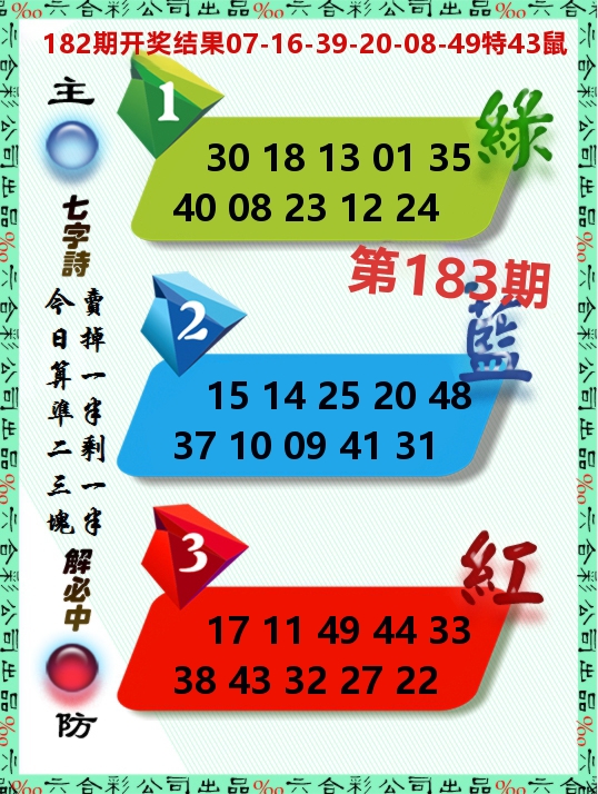 三波十码 第183期