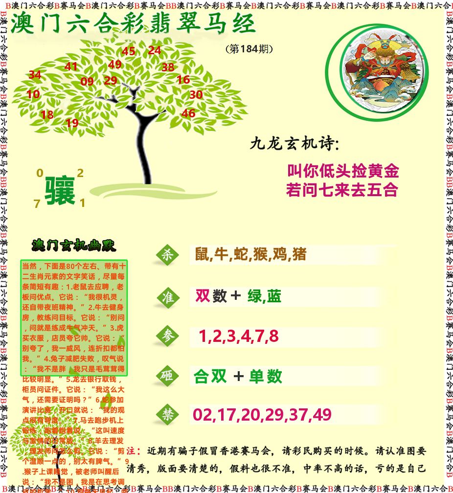 翡翠马经 第184期