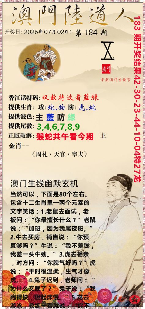澳门陆道人 第184期