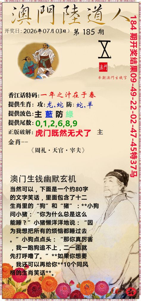 澳门陆道人 第185期