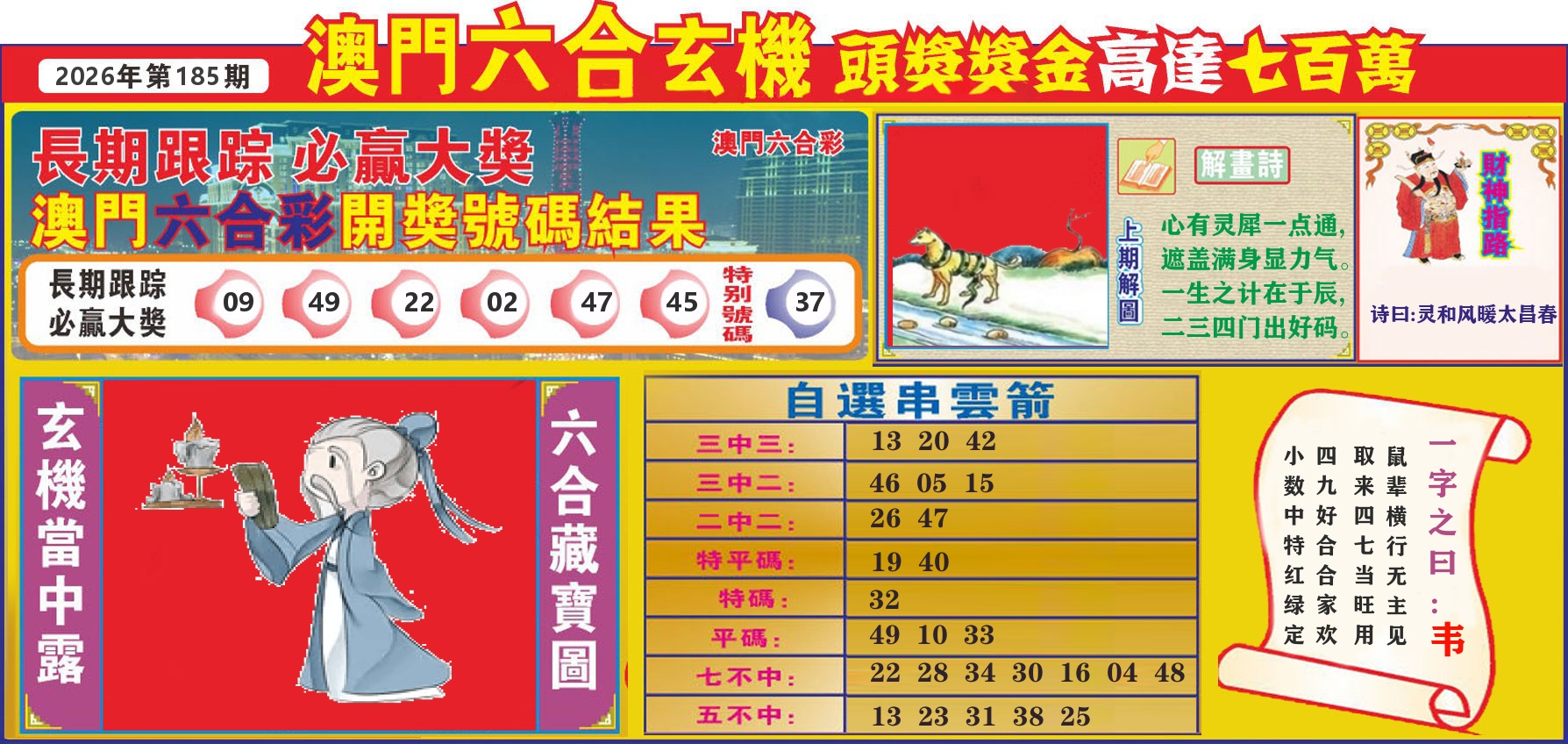 七星彩图C 第185期