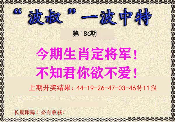 波叔中特 第186期
