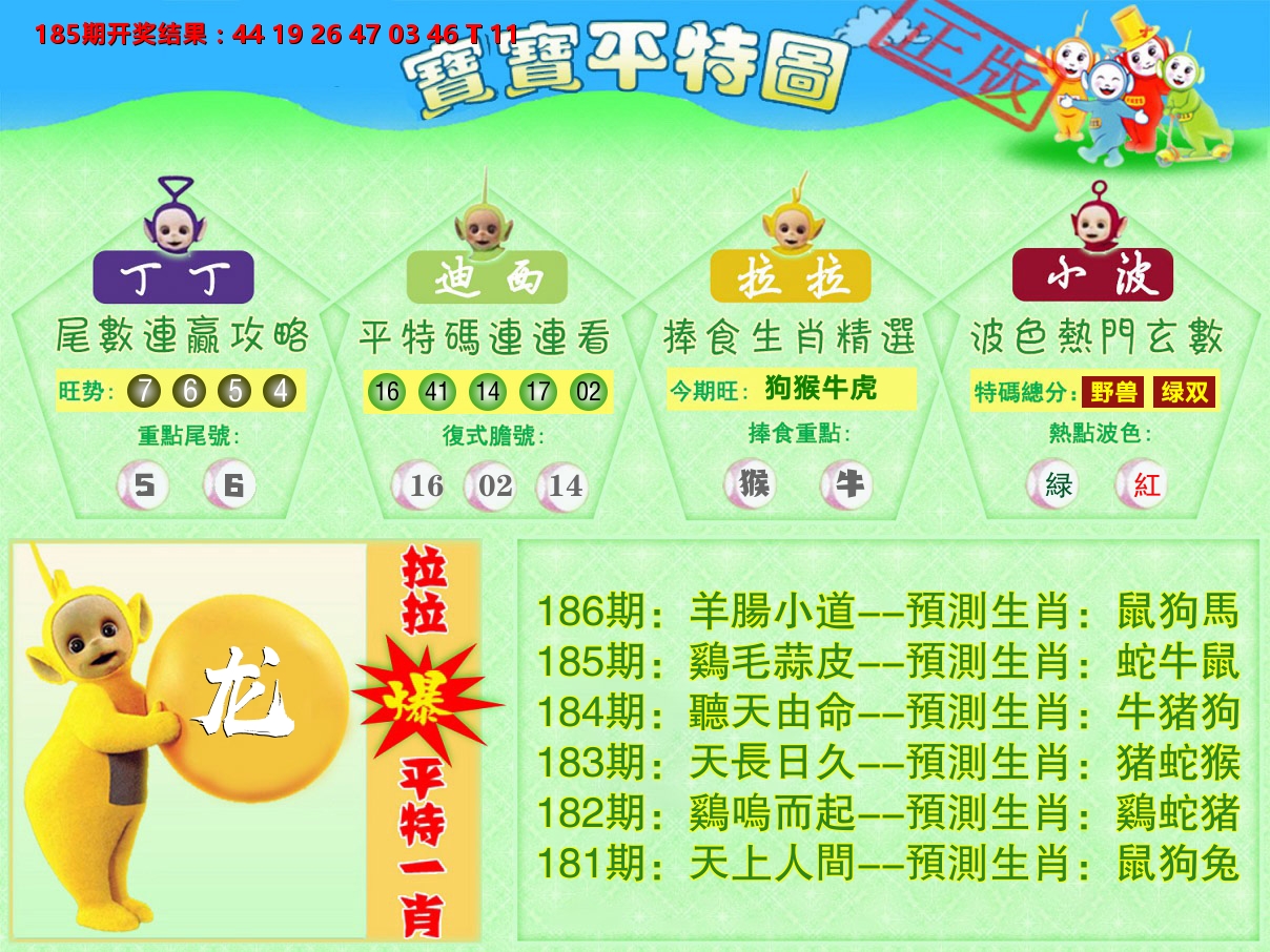 天线宝宝平特图 第186期