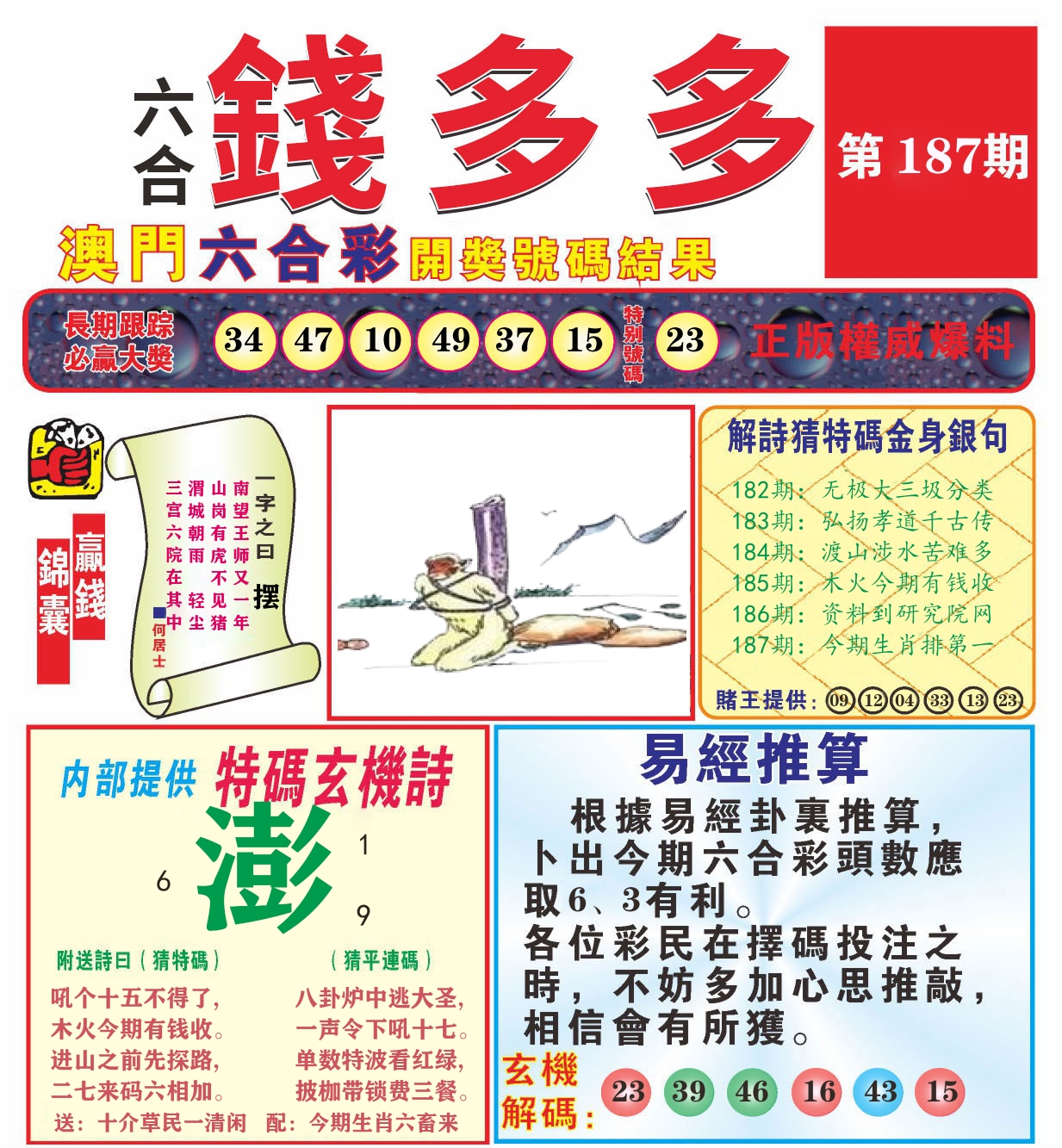澳门钱多多B 第187期