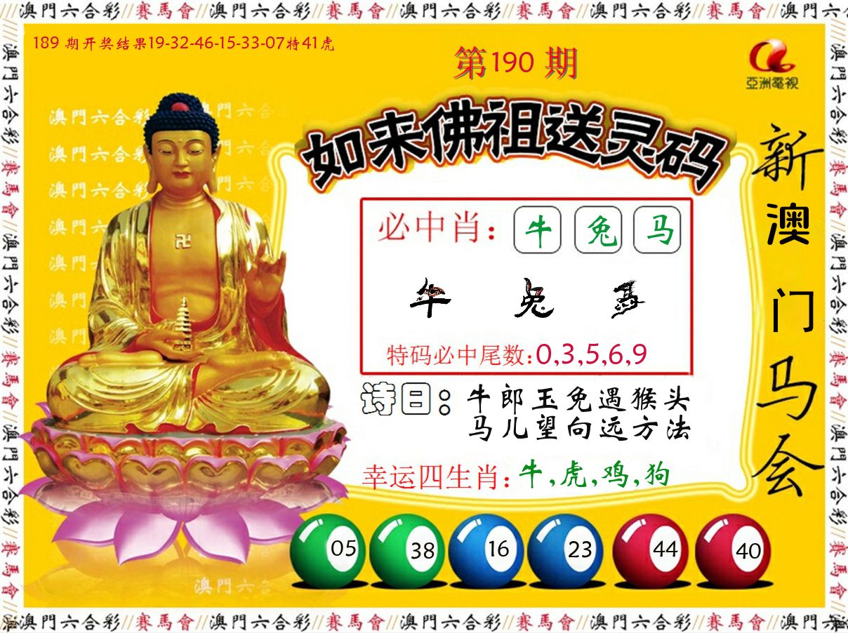 如来佛祖送灵码 第190期
