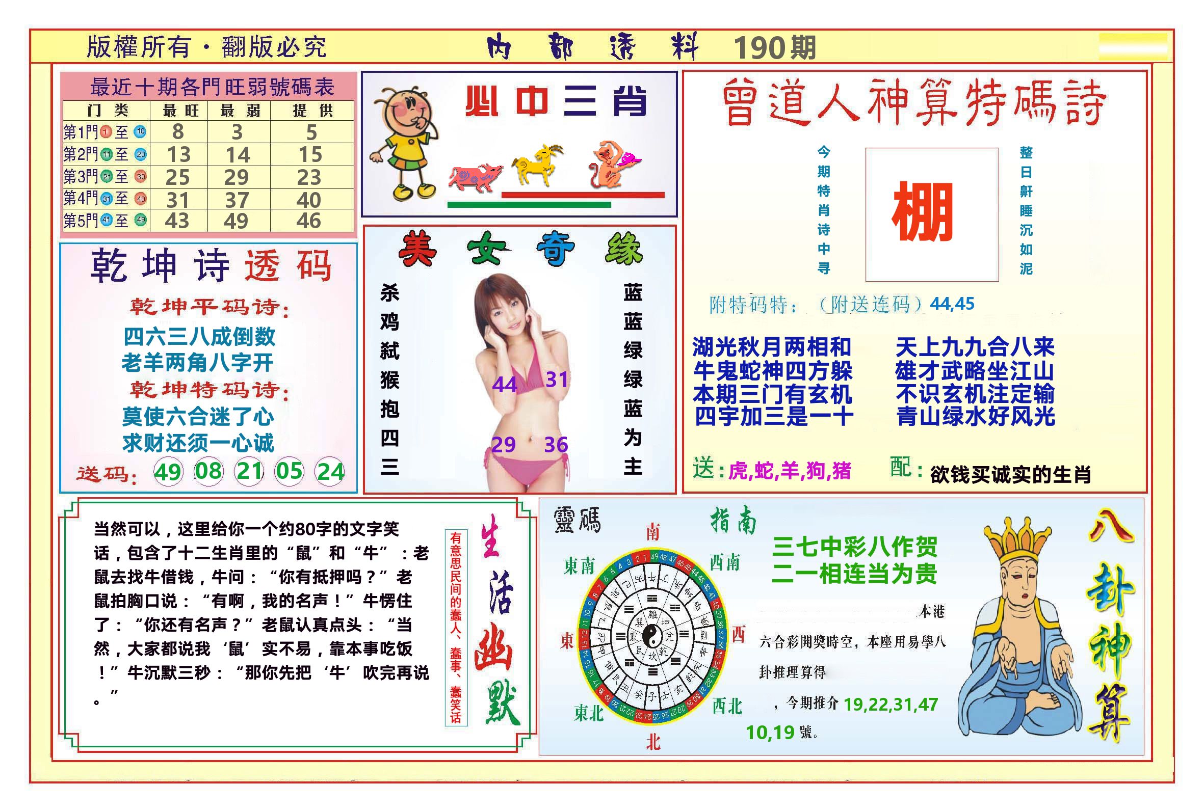 澳门内部透料B 第190期