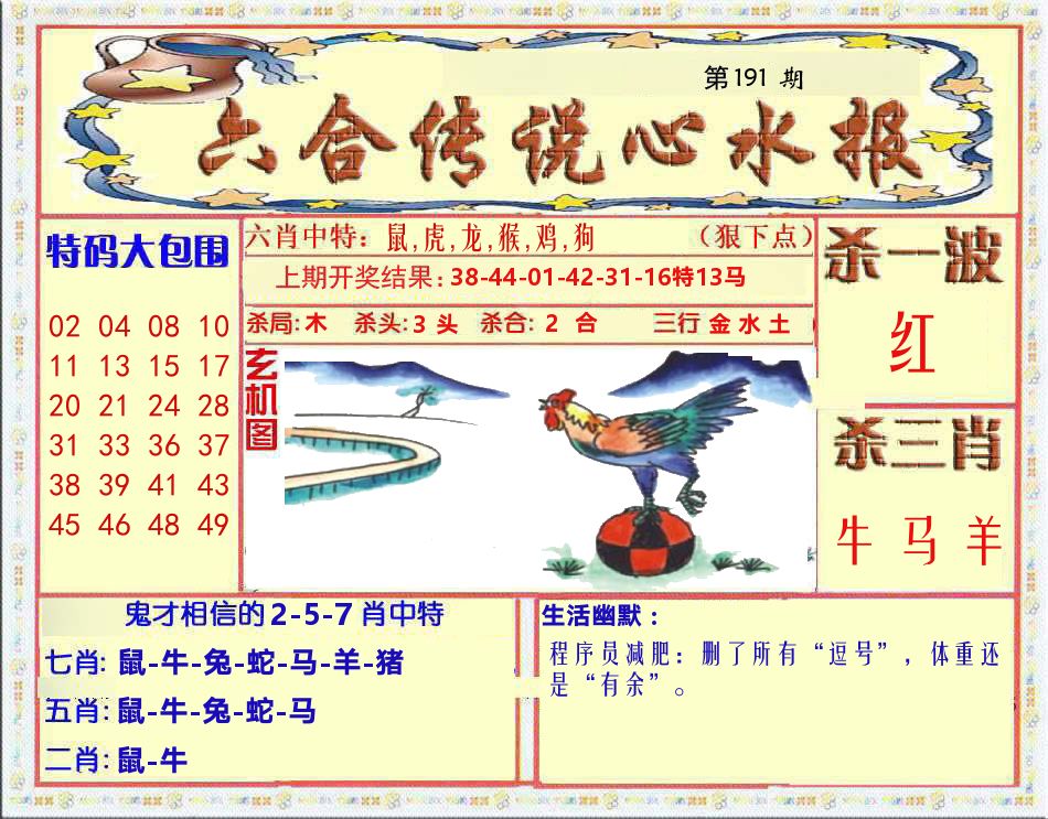 六合传说心水报 第191期