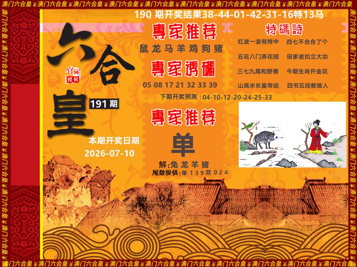 六合皇系列 第191期