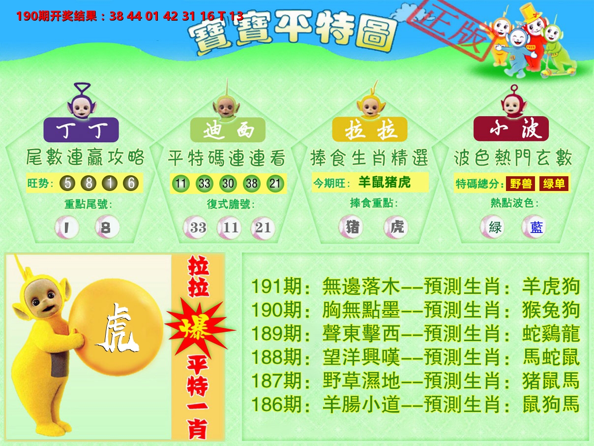 天线宝宝平特图 第191期