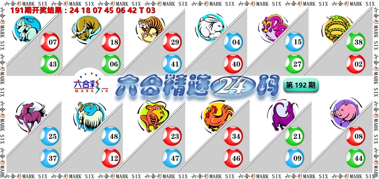 六合精选24码 第192期