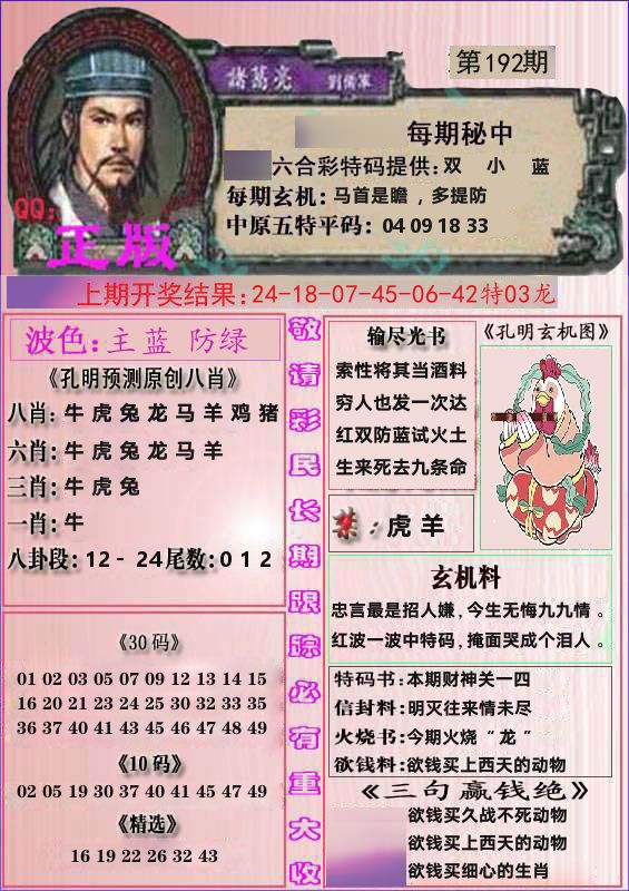 诸葛亮正版 第192期