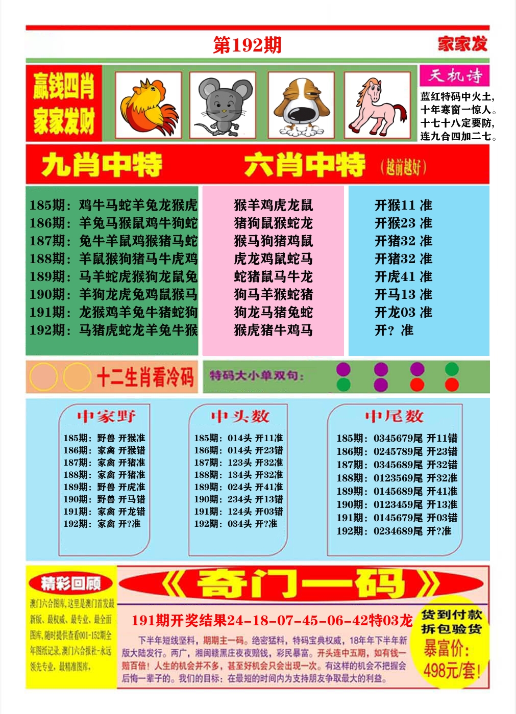 澳门家家发B 第192期