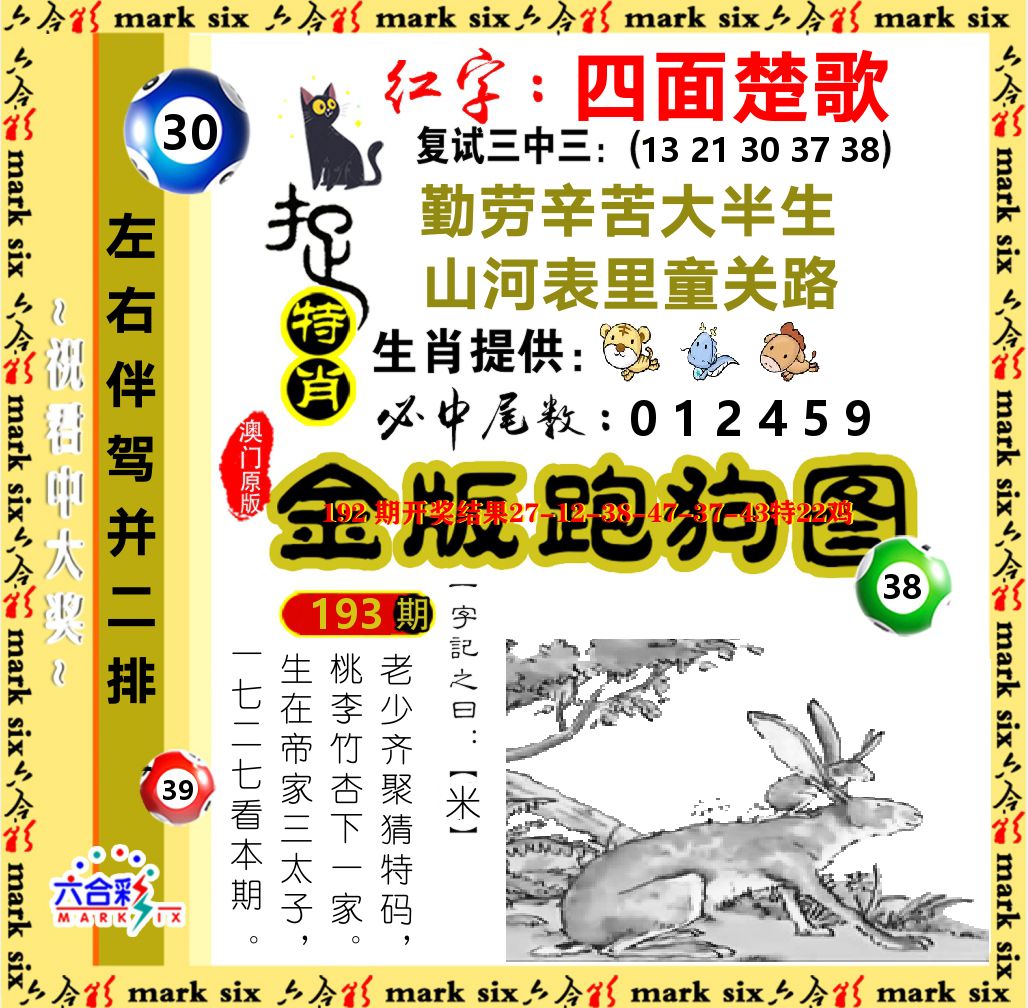 金版跑狗图 第193期