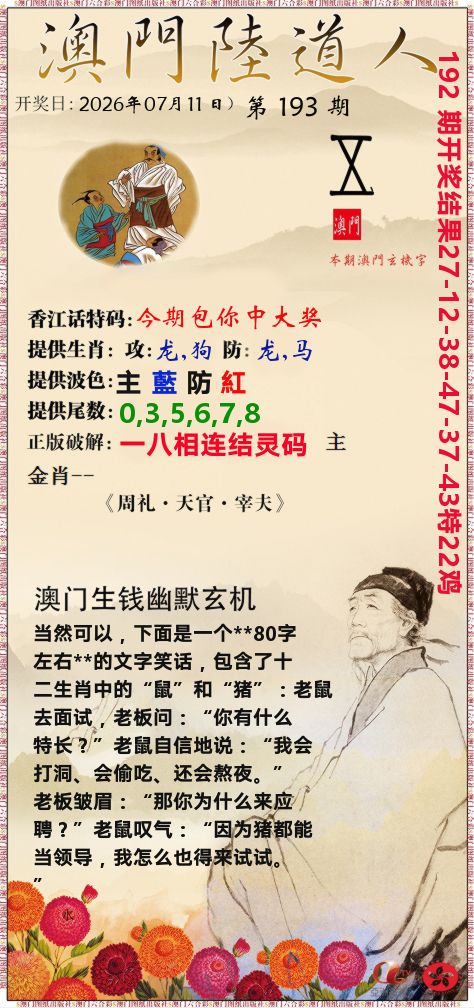 澳门陆道人 第193期