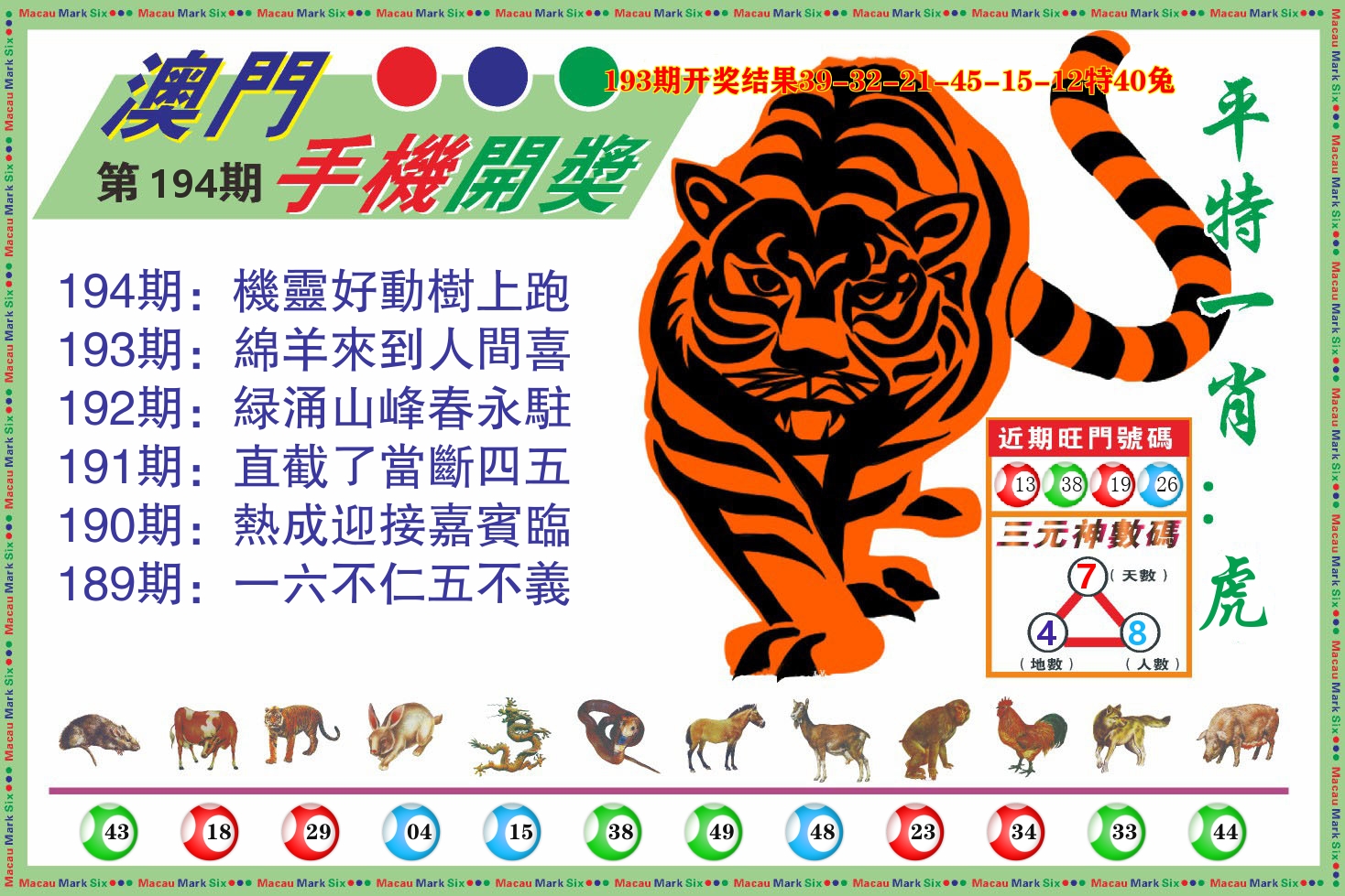 澳门开奖报 第194期
