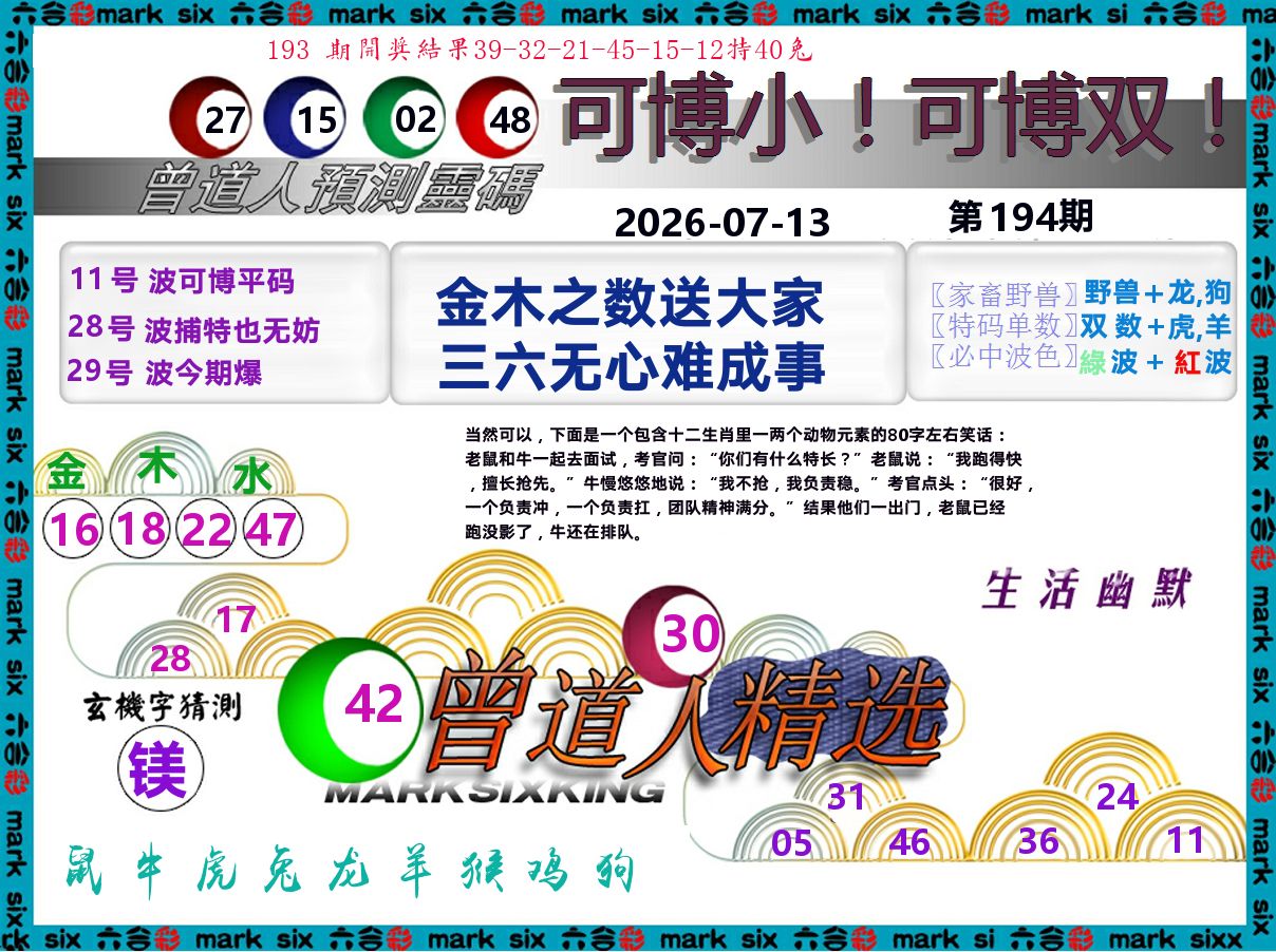 曾道人精选 第194期