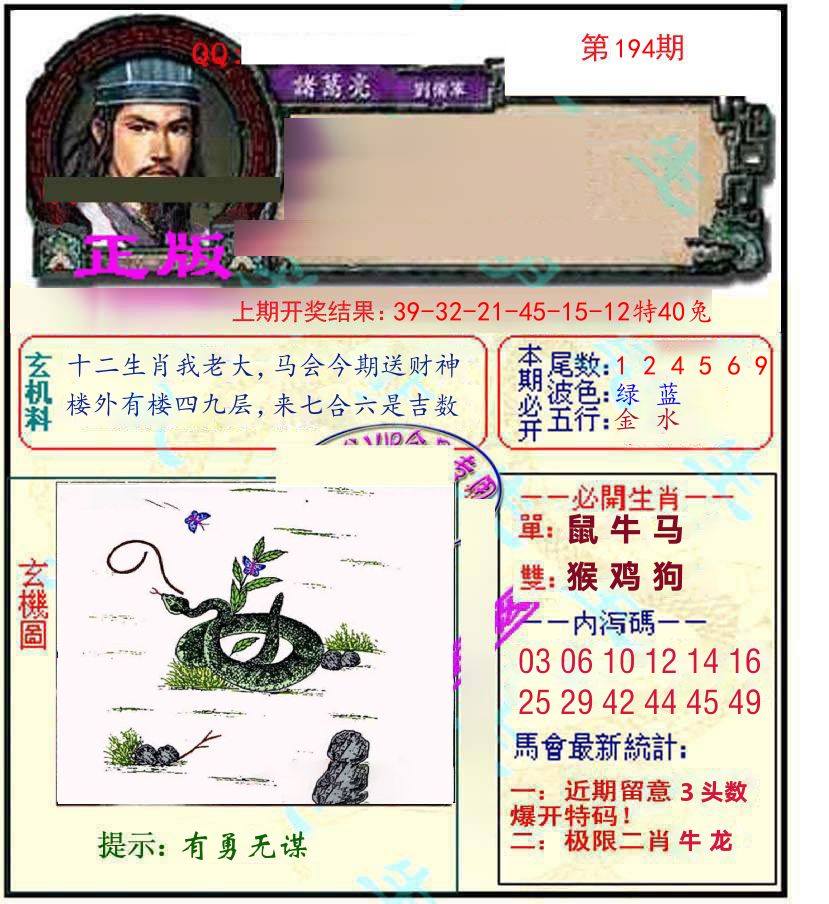 诸葛亮玄机 第194期