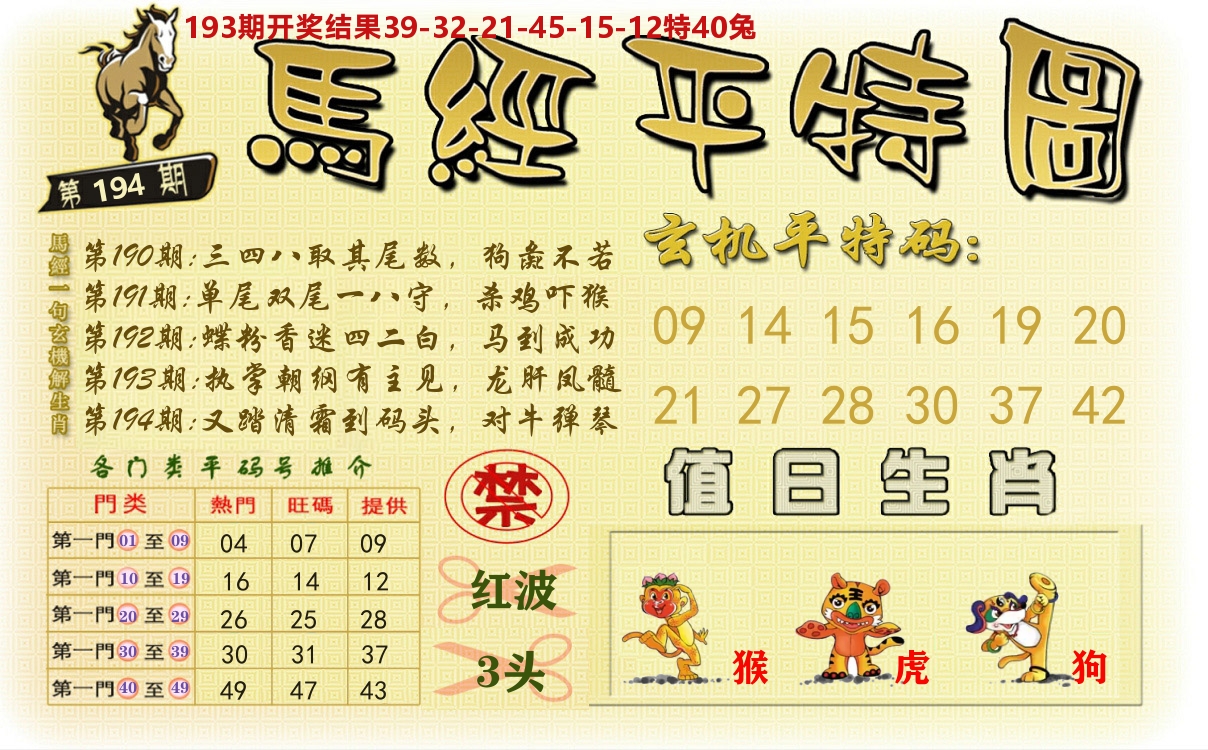 澳门平特图 第194期
