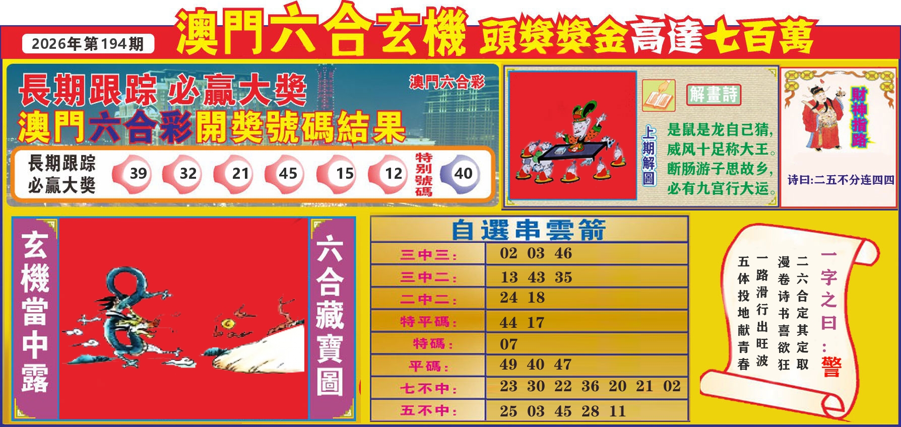 七星彩图C 第194期