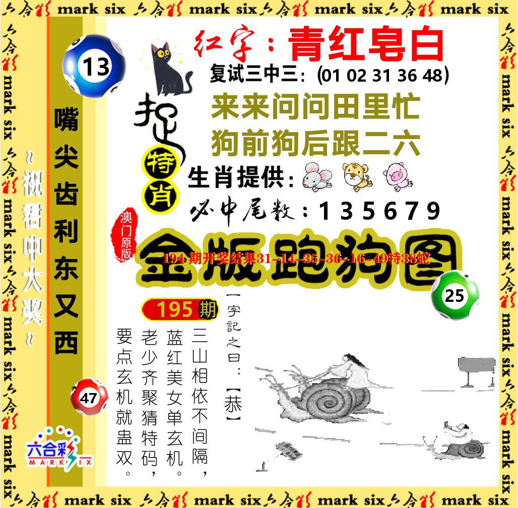 金版跑狗图 第195期