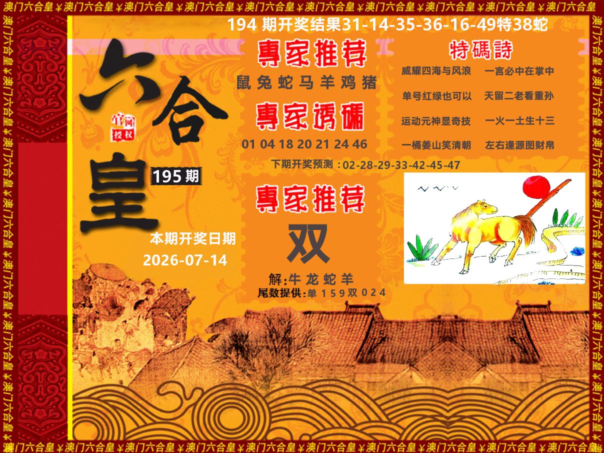 六合皇系列 第195期