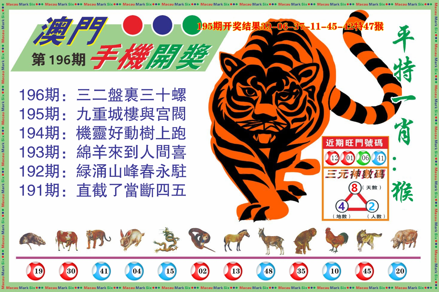 澳门开奖报 第196期