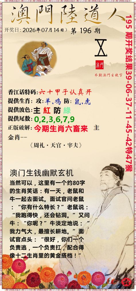 澳门陆道人 第196期